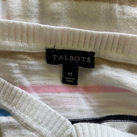 Talbots Rainbow Striped 3/4 Sleeve V Neck Pull Over Sweater Womens Size Medium - Picture 6 of 7